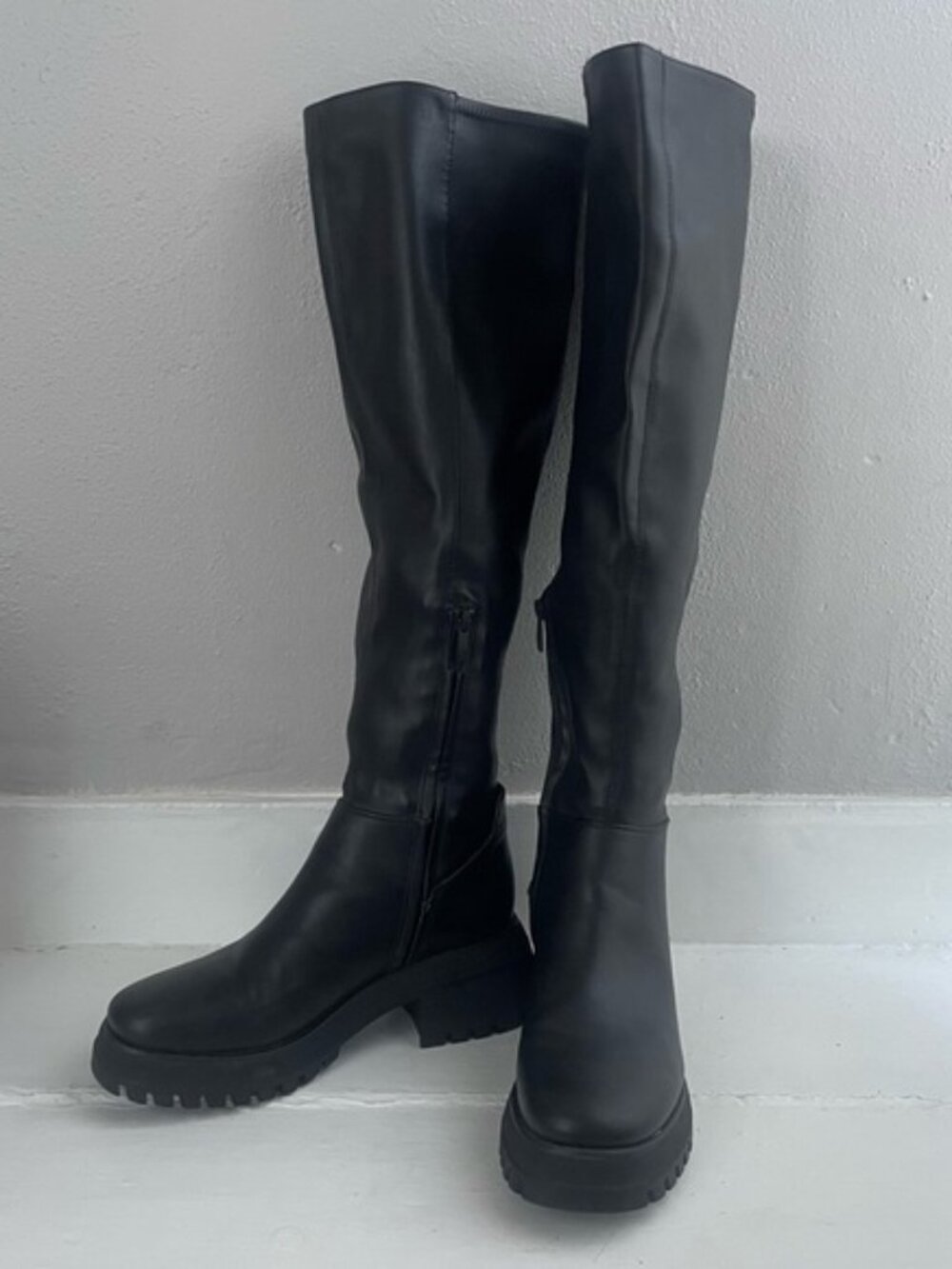 Franco Sarto Black Lug Sole Over-The-Knee Boots